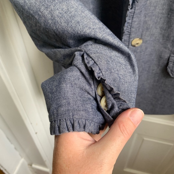 J Crew Regent Blazer Chambray Ruffle Size 8 Blue - Picture 9 of 9